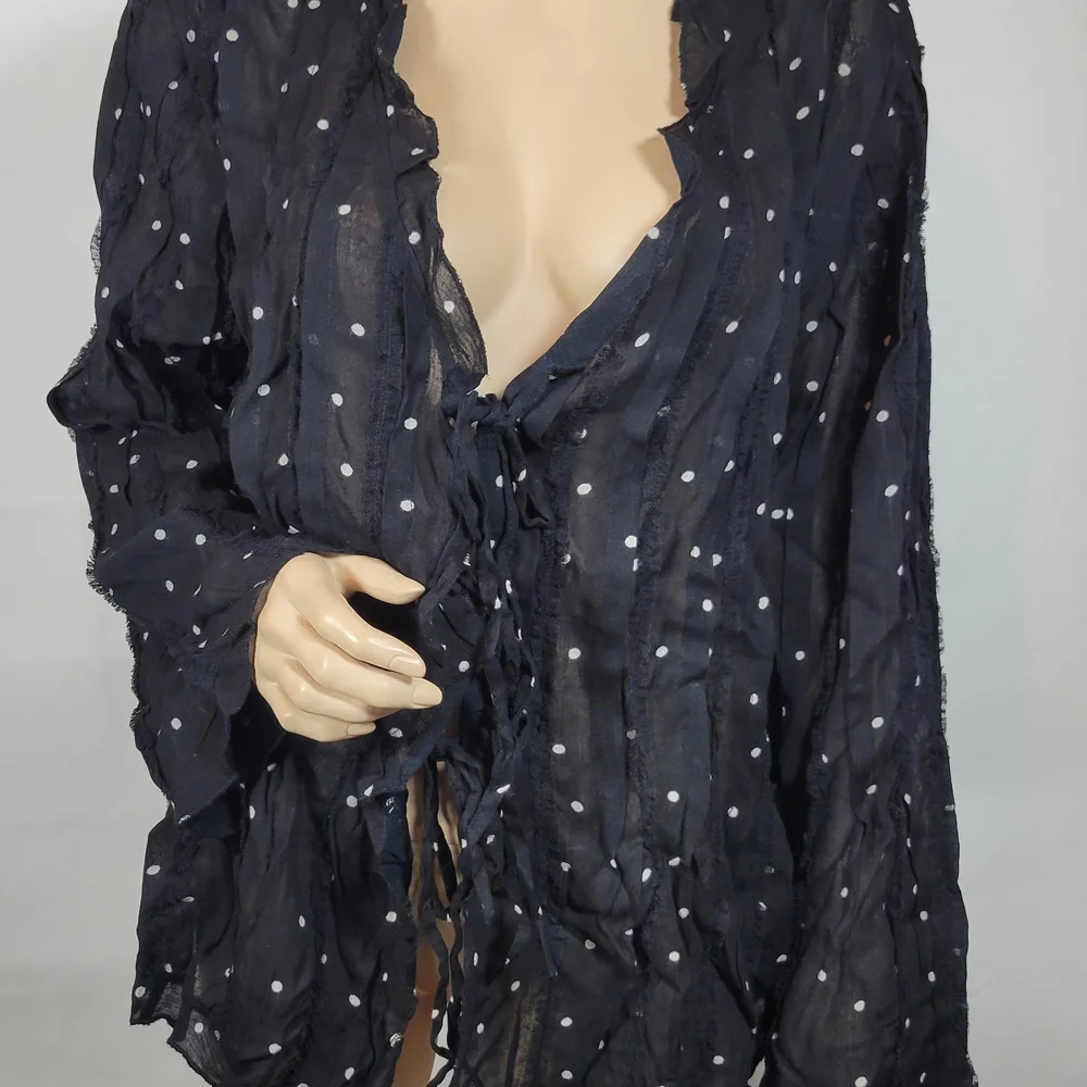 Free People Black and White Polka Dot Blouse - Picture 6 of 12